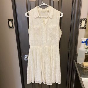 Midi white lace sleeveless dress L